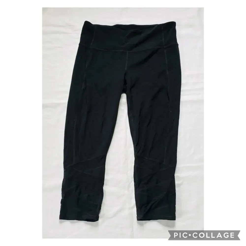 Black Athleta Leggings with Mesh Inserts